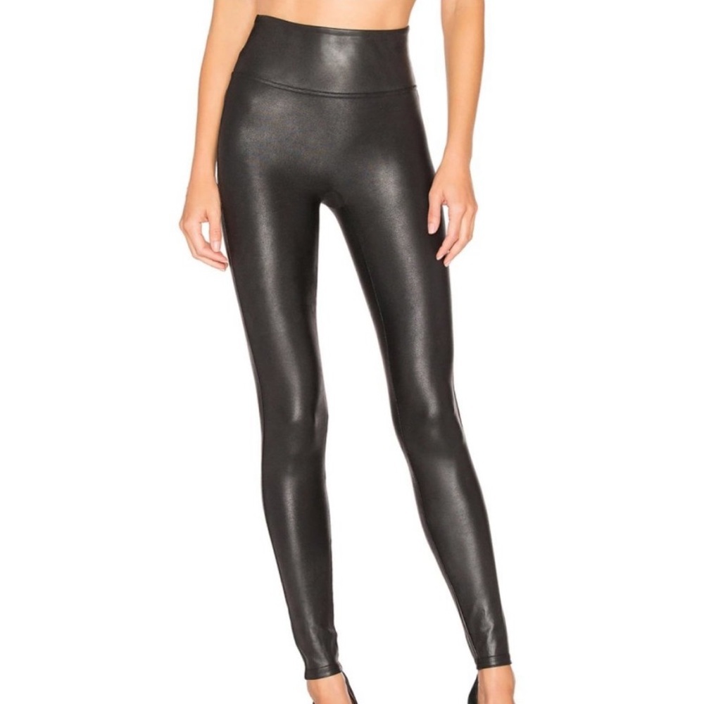 Spanx‎ faux leather coated high waist leggings S